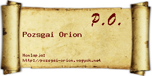 Pozsgai Orion névjegykártya